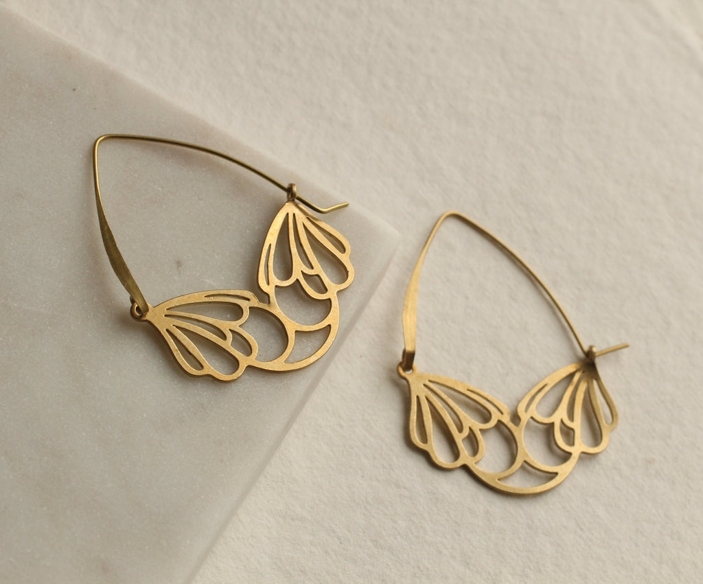 Flower Hoop Earrings - Earrings