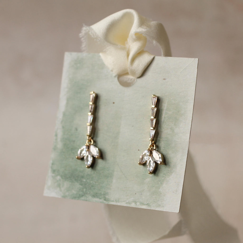 Crystal Petal Bridal Flower Earrings - Earrings