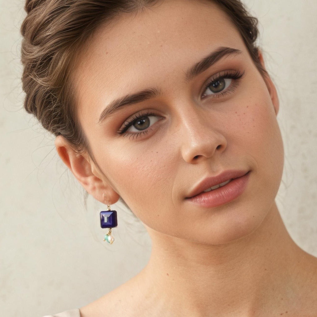 Lapis Lazuli Blue Charm Earrings (WS) - Earrings
