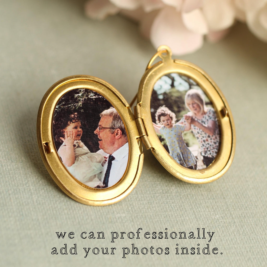 Victorian Forget Me Not Locket - personalised photo locket