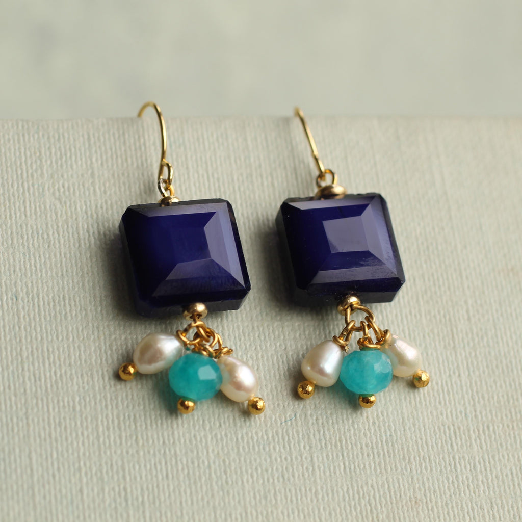 Lapis Lazuli Blue Charm Earrings - Earrings
