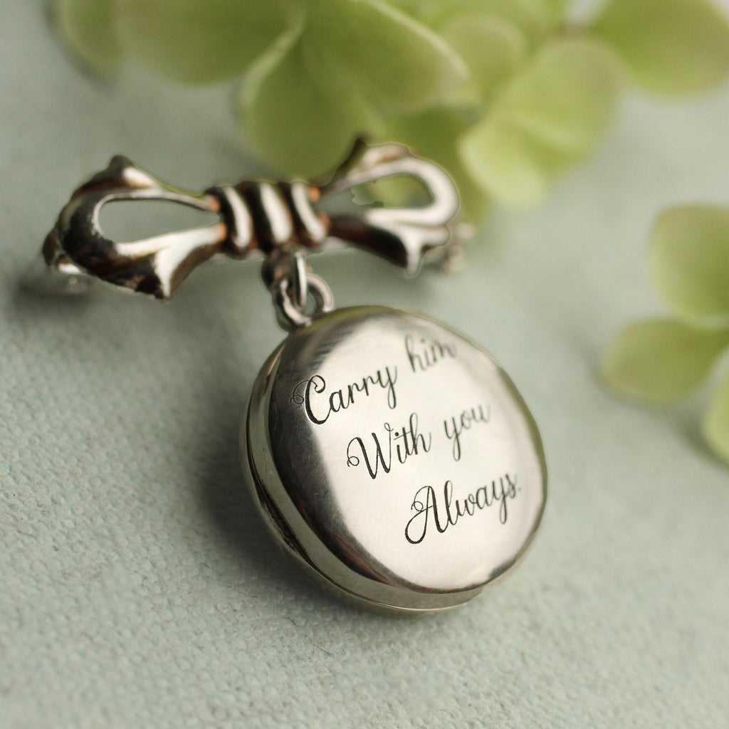 Sterling Silver Bridal Bouquet Locket Pin - personalised photo locket