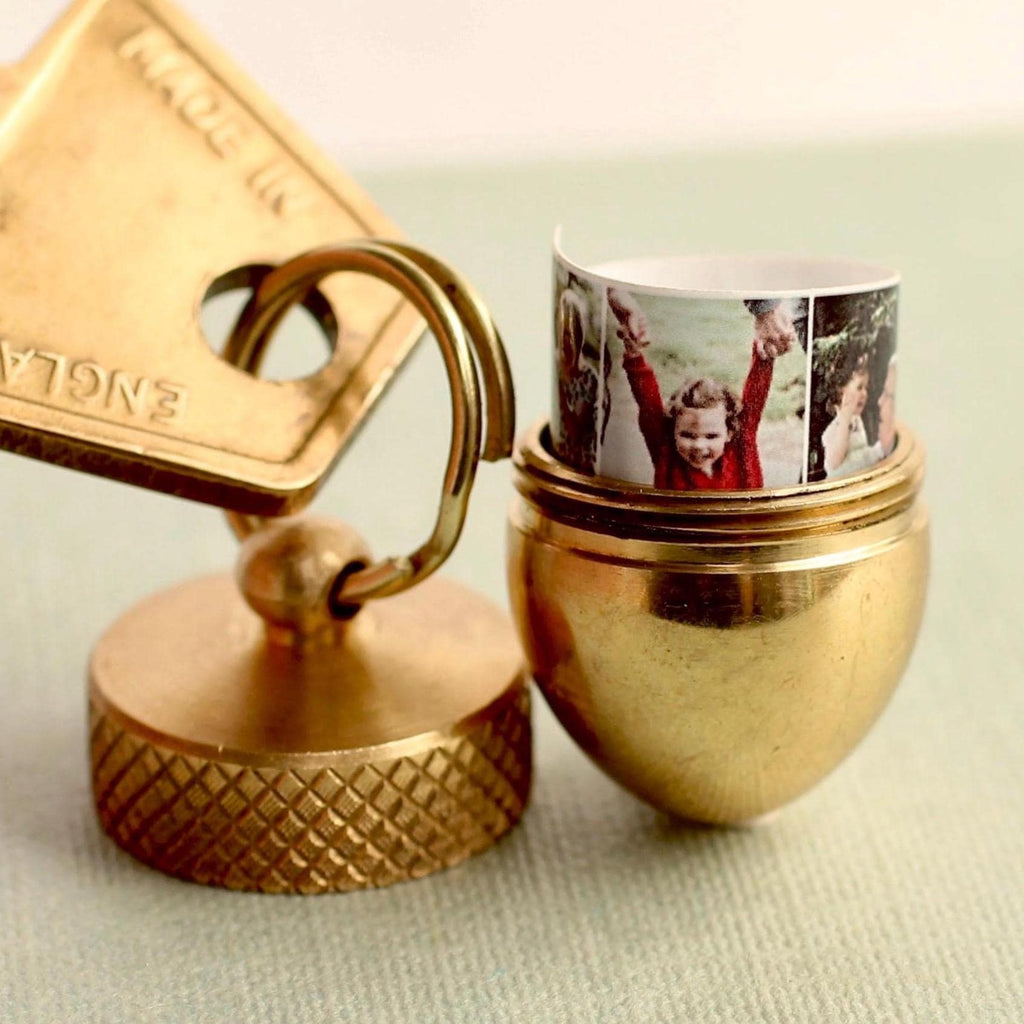 Personalized Acorn Photo Locket Keyring (P) - Keyrings