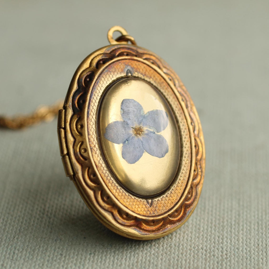 Victorian Forget Me Not Locket - personalised photo locket