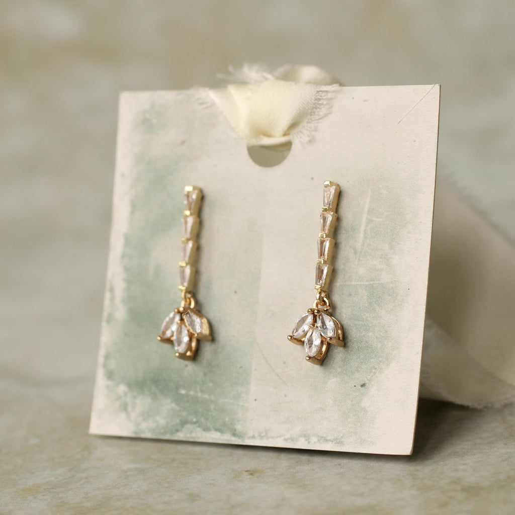 Crystal Petal Bridal Flower Earrings - Earrings