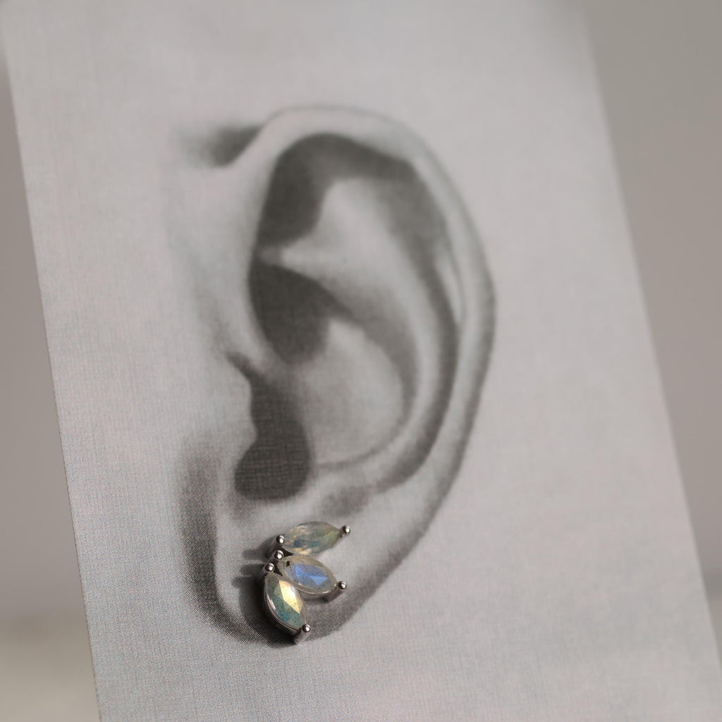 Labradorite Lotus Stud Earrings - Earrings