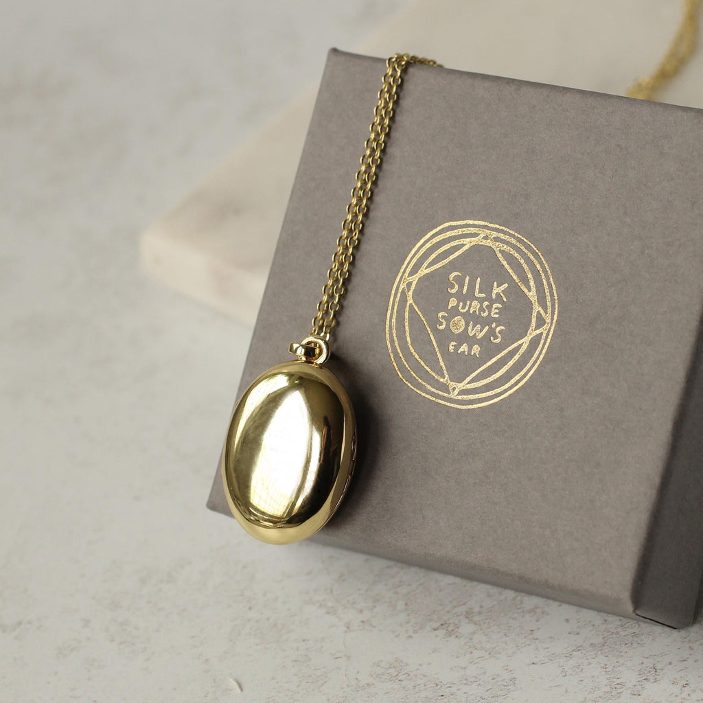 Gold Vermeil Oval Album Locket - personalised photo locket