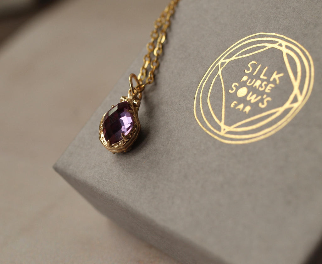 Amethyst Clamshell Personalized Locket - personalised photo locket