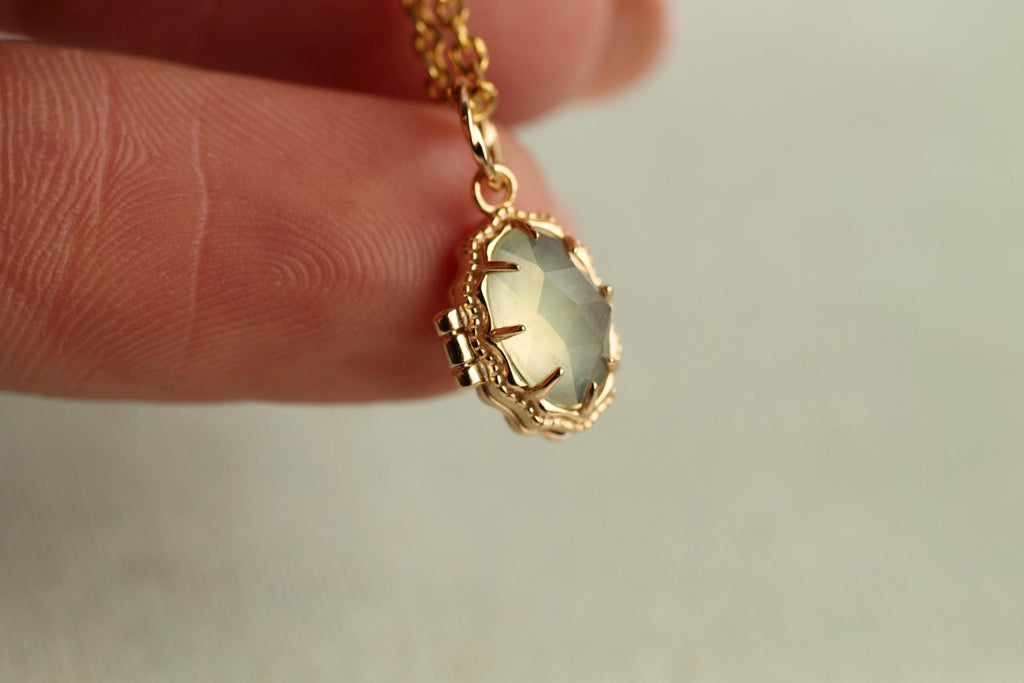 Tiny Moonstone Locket - personalised photo locket