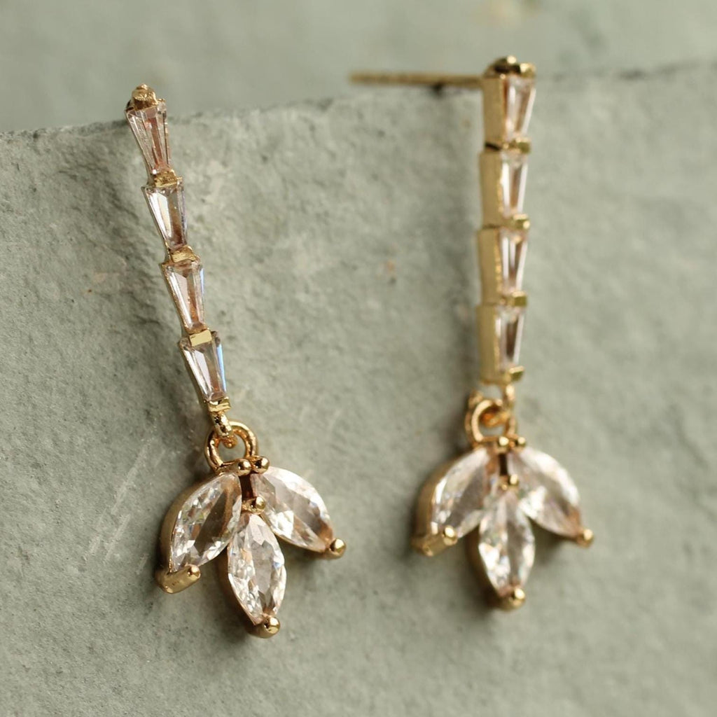 Crystal Petal Bridal Flower Earrings - Earrings