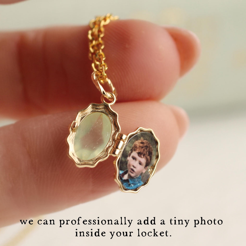 Tiny Moonstone Locket - personalised photo locket
