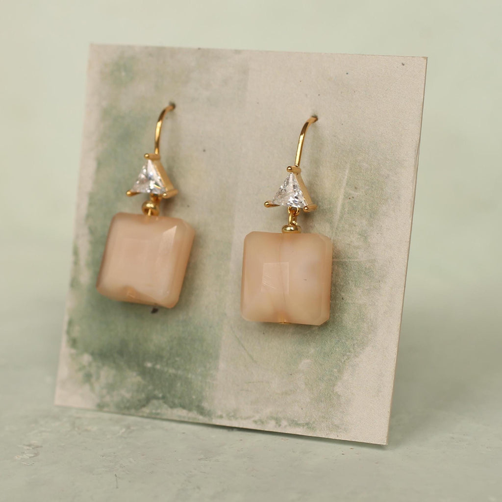 Peach Vintage Glass Earrings - Earrings