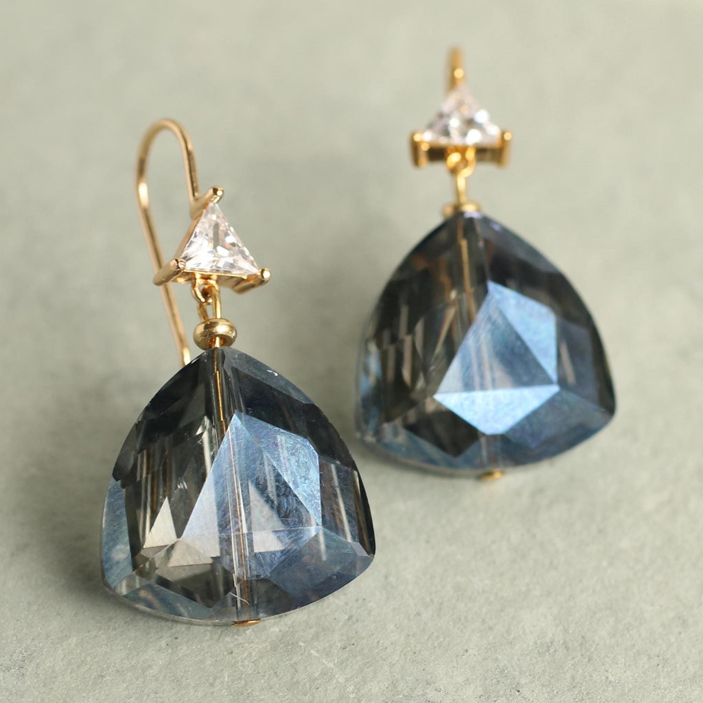 Labradorite Navy Blue Art Deco Earrings - Earrings
