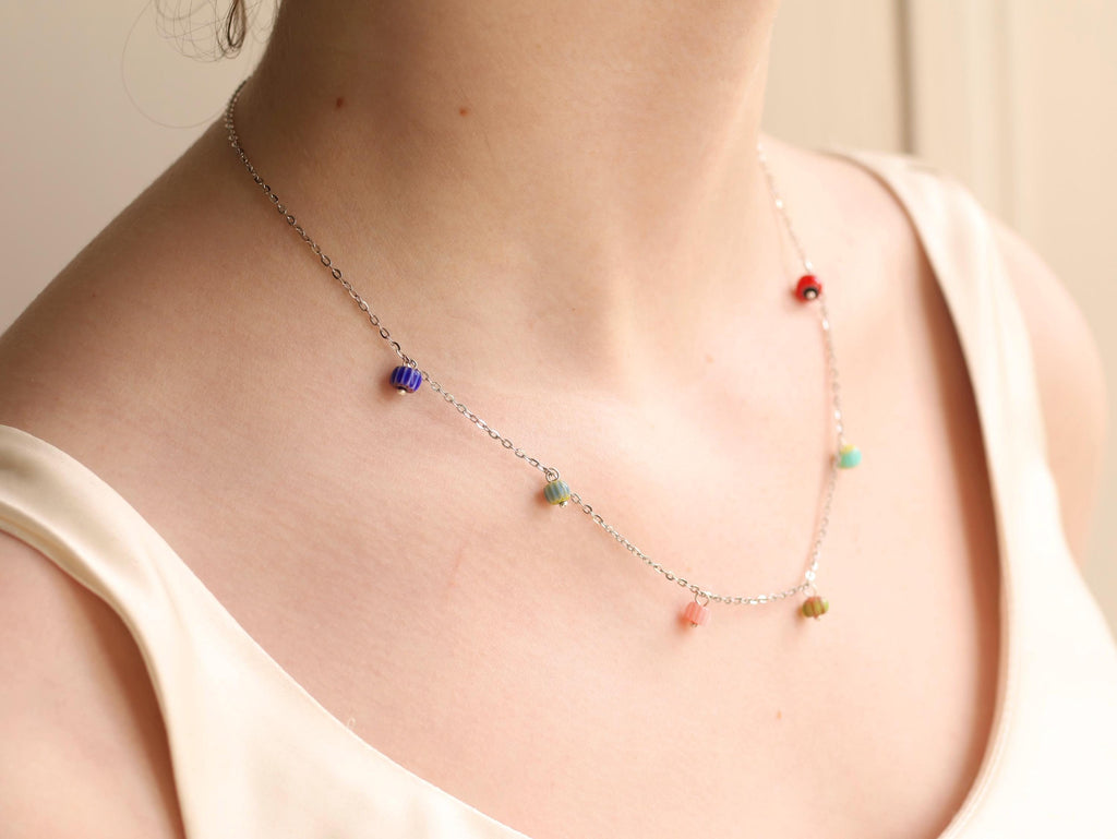 Dainty Colourful Charm Necklace - Necklaces