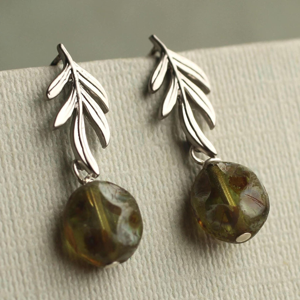 Olive Branch Silver Leaf Earrings - Earrings