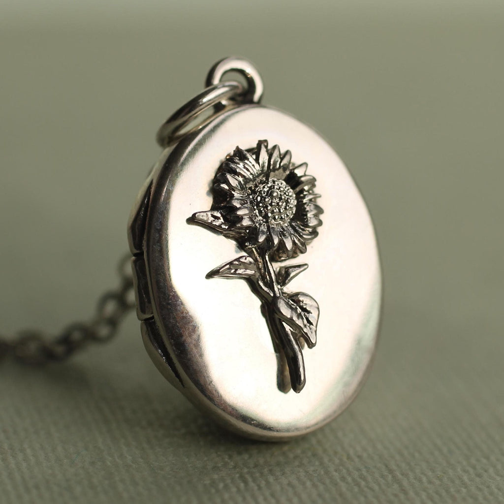 Sterling Silver Birth Flower Locket Necklace - Necklaces