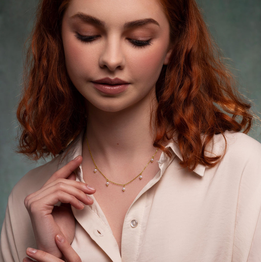 Dainty Pearl Collarbone Necklace - Necklaces