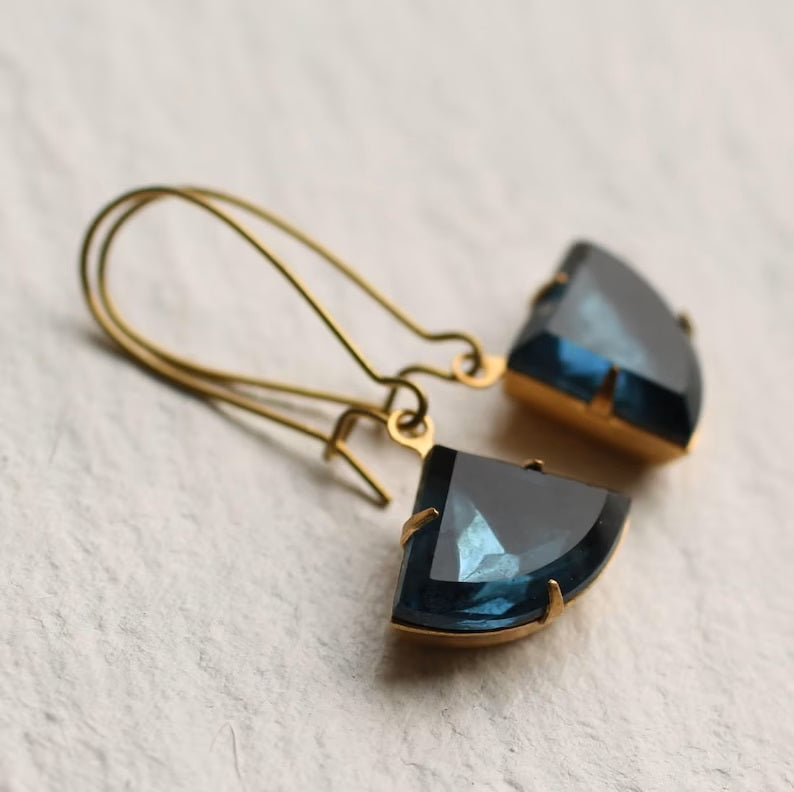 French Navy Art Deco Earrings - Earrings