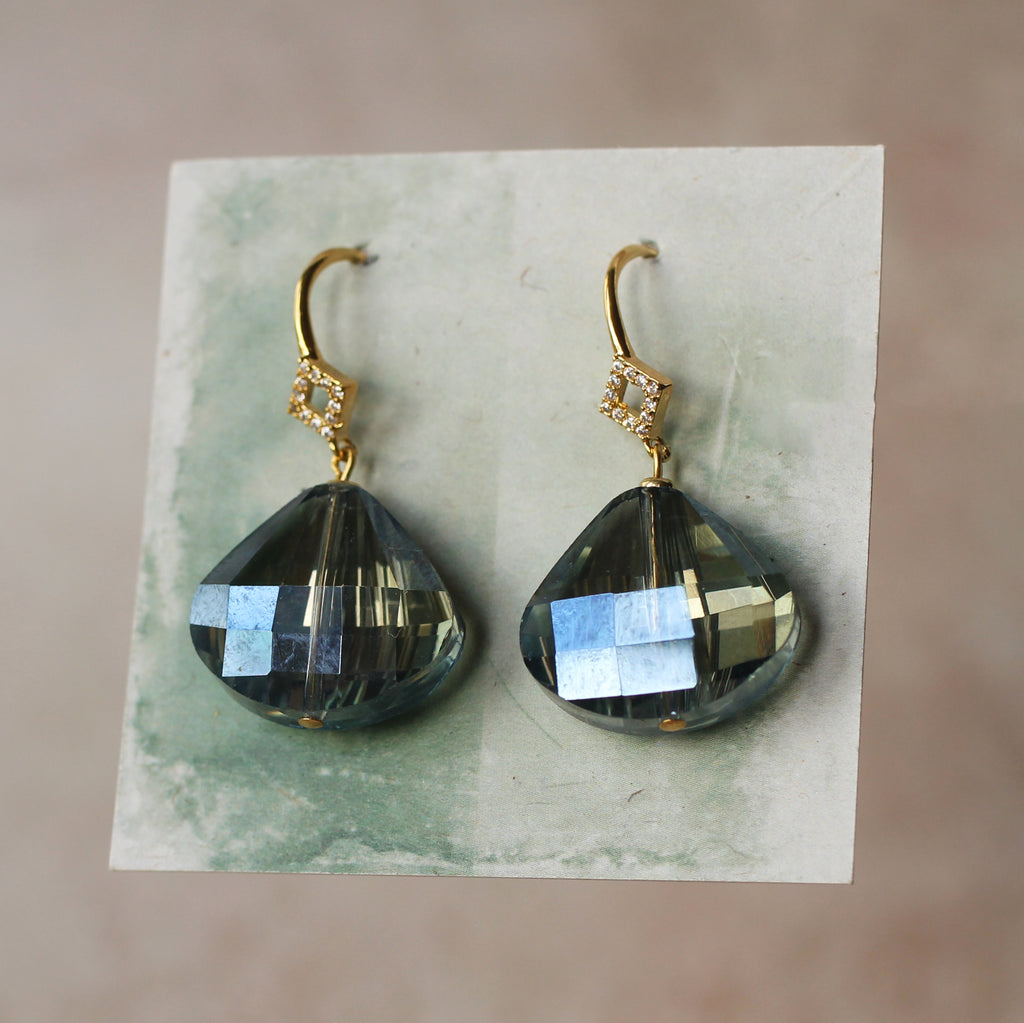 Labradorite Rhombus Pave Earrings (WS) - Earrings
