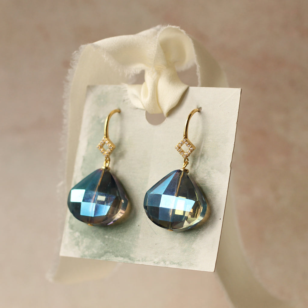 Labradorite Rhombus Pave Earrings (WS) - Earrings