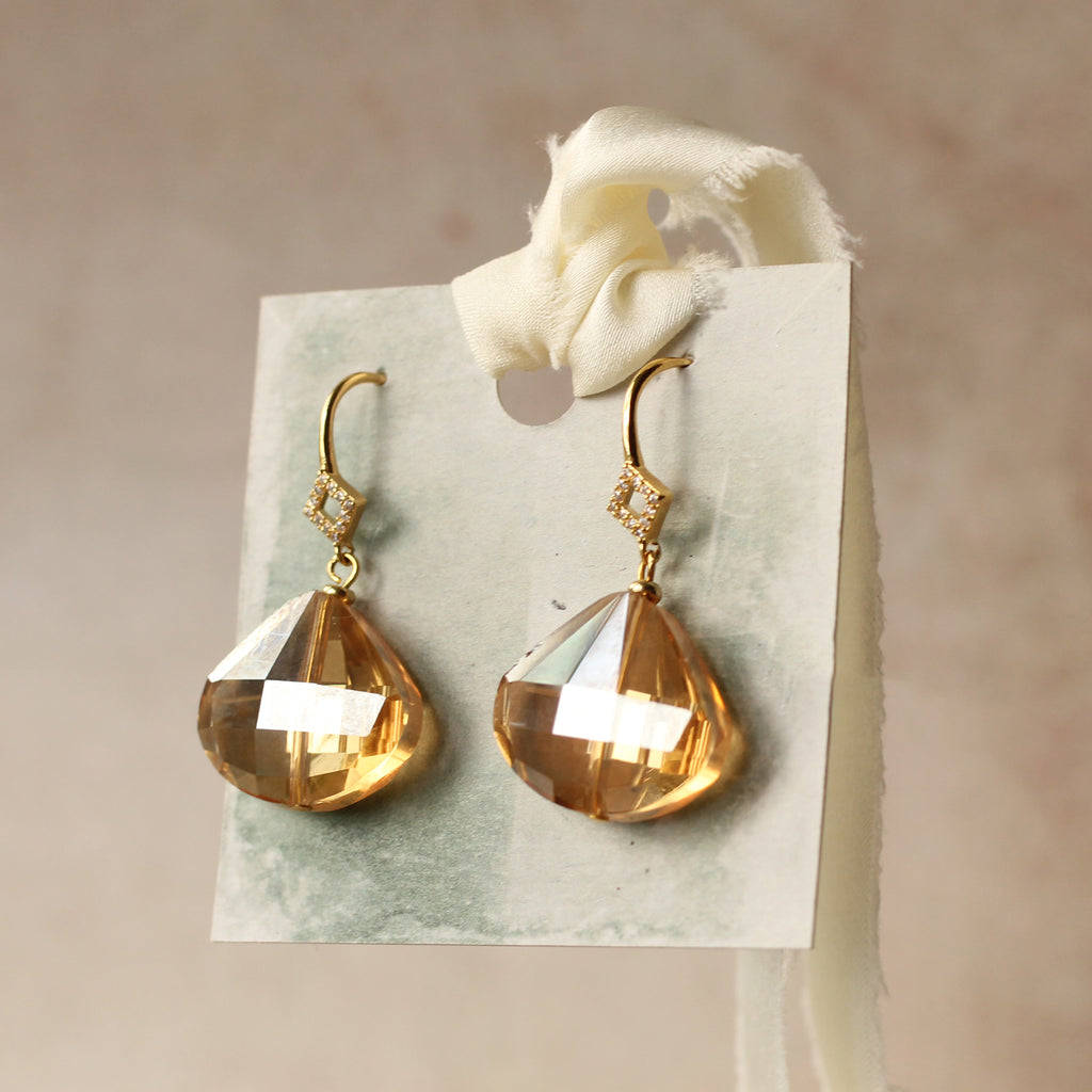 Champagne Crystal Teardrop Earrings (WS) - Earrings