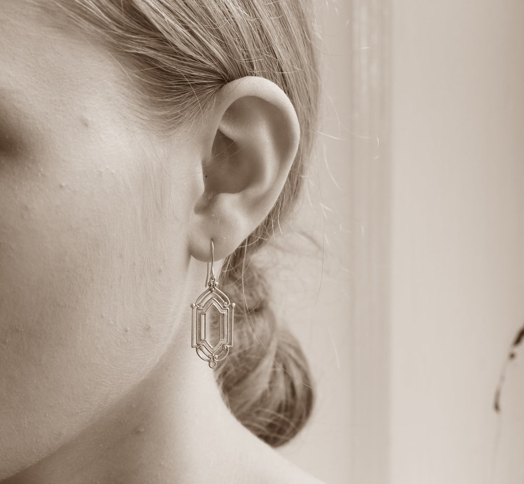 Silver Art Deco Drop Earrings - Earrings