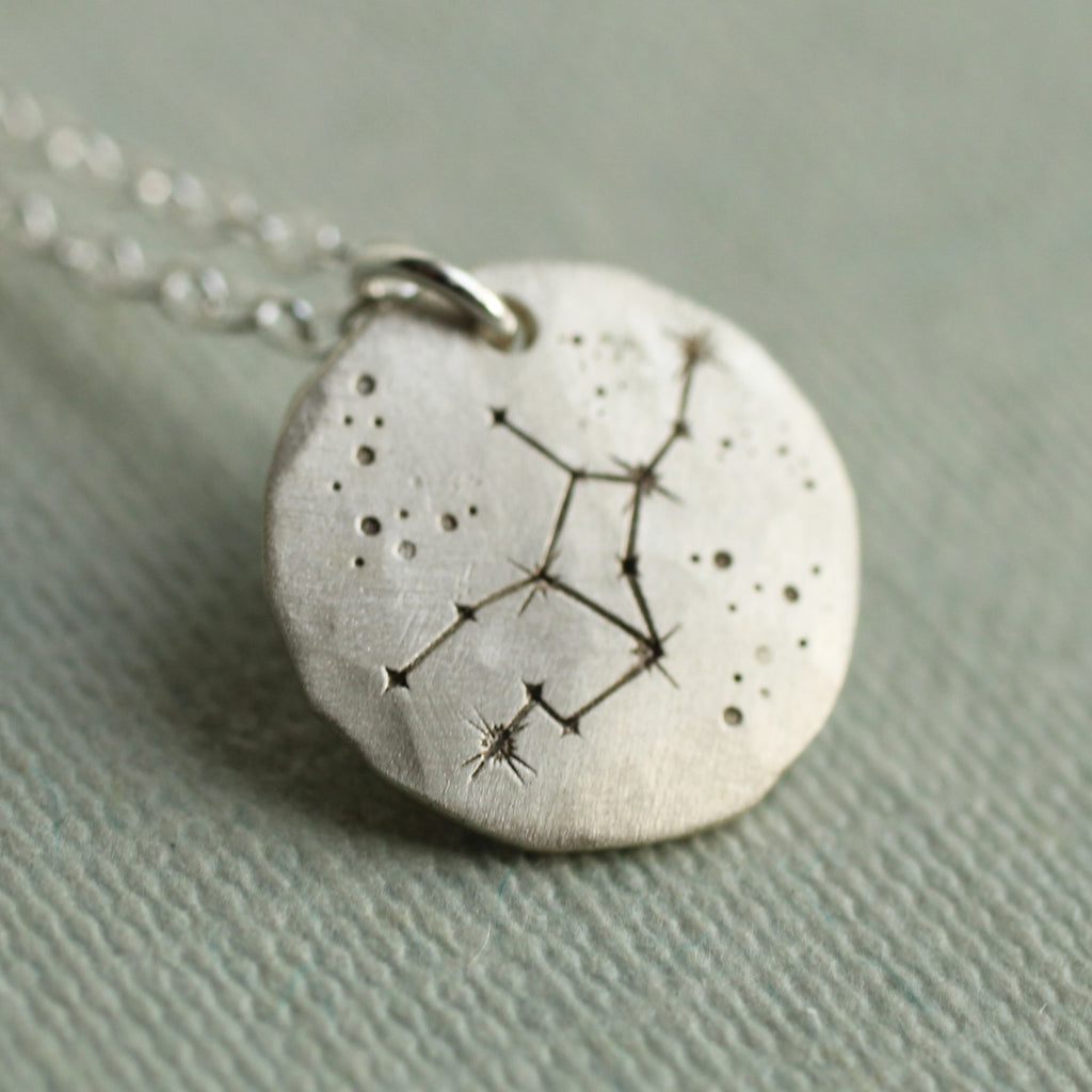 Sterling Silver Zodiac Disc Necklace -