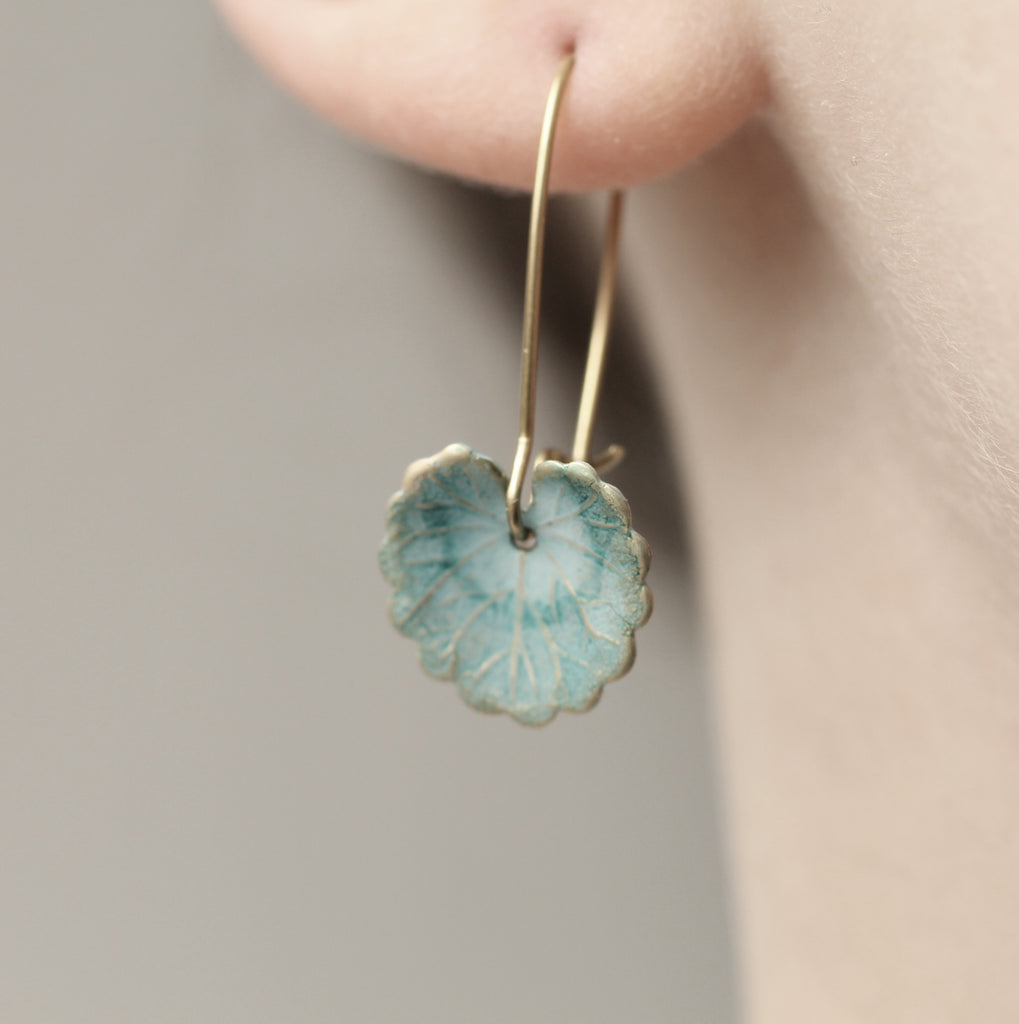 Seafoam Turquoise Leaf Earrings - Earrings