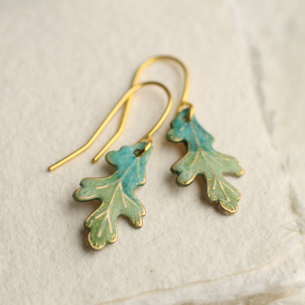 Tiny Oak Leaf Earring - 