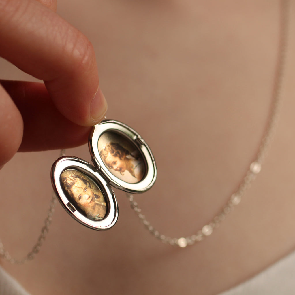 Small Silver Oval Locket - Necklaces
