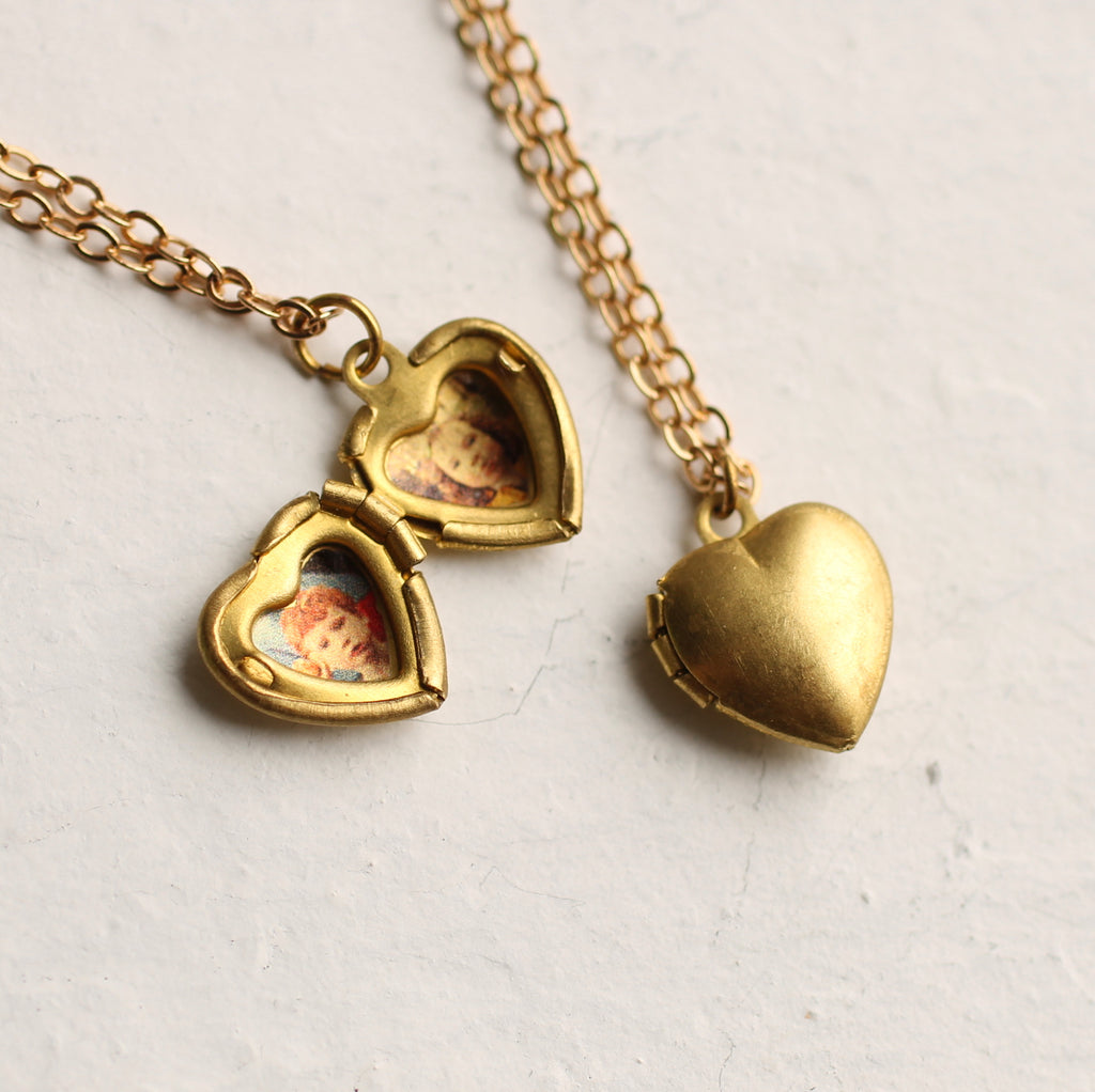 Tiny Heart Locket Necklace with Photos - Necklaces