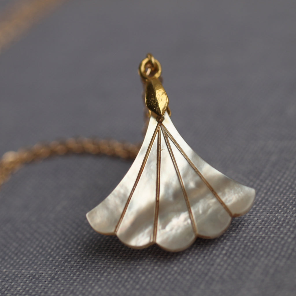 Mother Of Pearl Fan Necklace - Necklaces