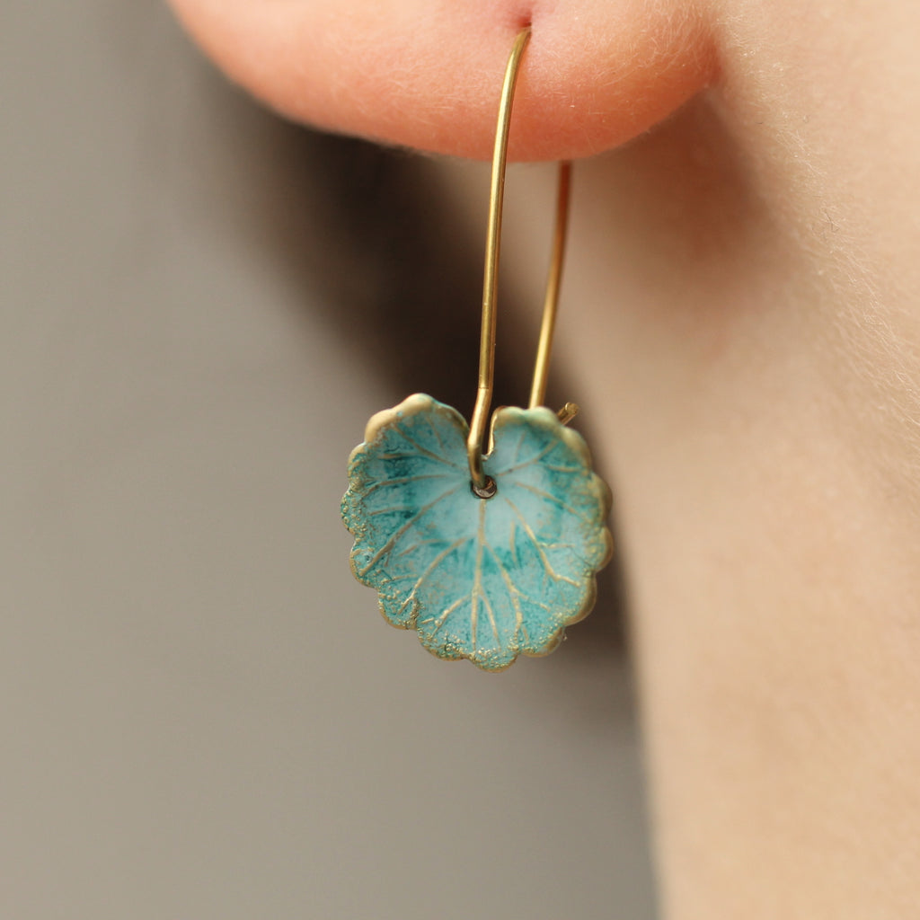 Blue Leaf Earrings - Earrings