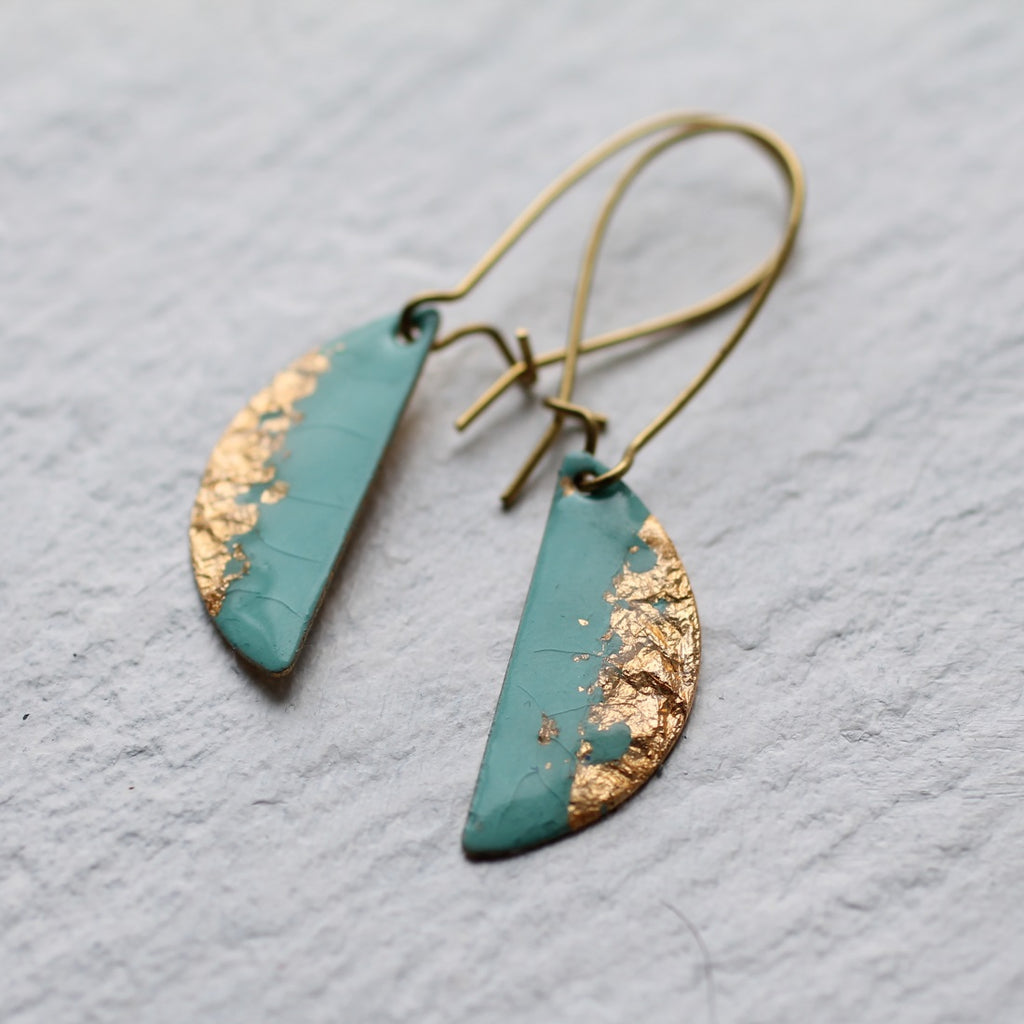 Seafoam Turquoise Enamel Earrings - Earrings