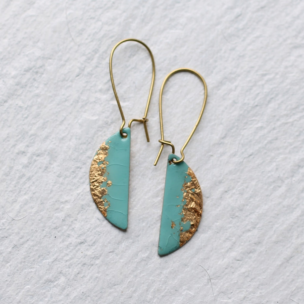 Seafoam Turquoise Enamel Earrings - Earrings