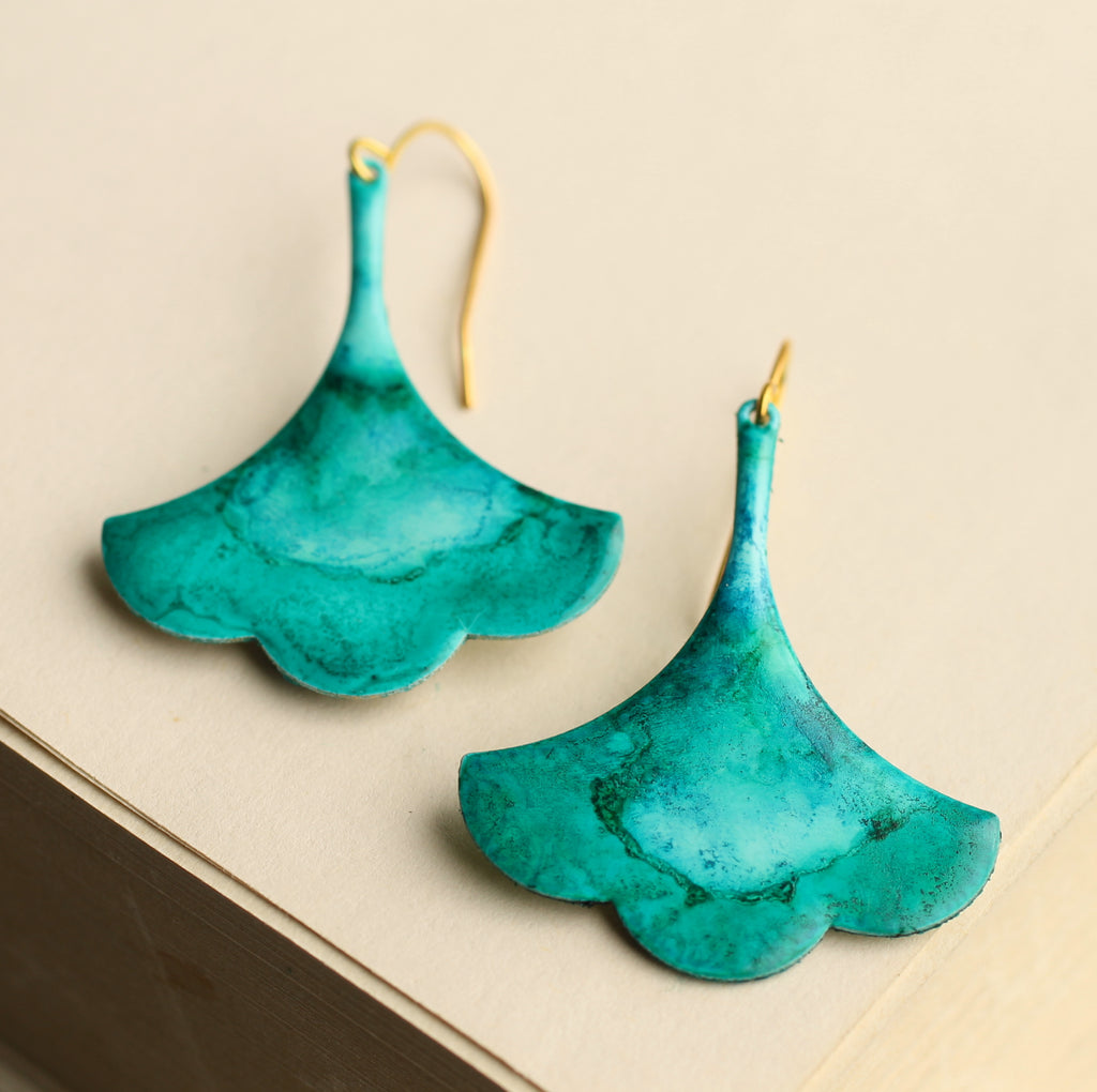 Verdigris Turquoise Drop Earrings - Earrings
