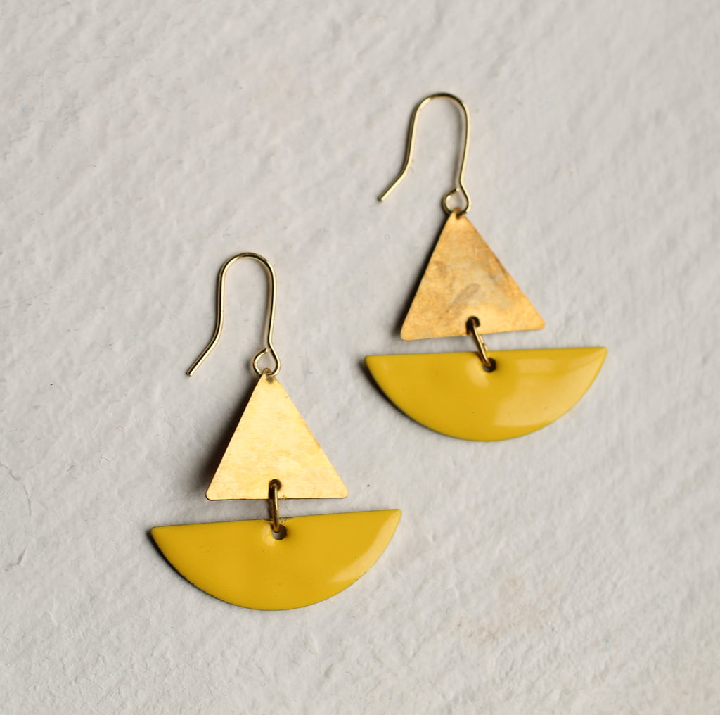 Yellow Sailing Boat Earrings - Earrings