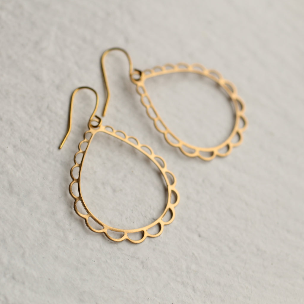 Gold Lace Hoop Earrings - Earrings
