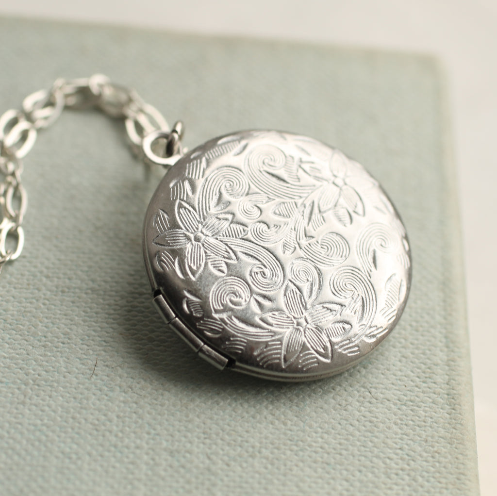 Silver Flower Locket - locket