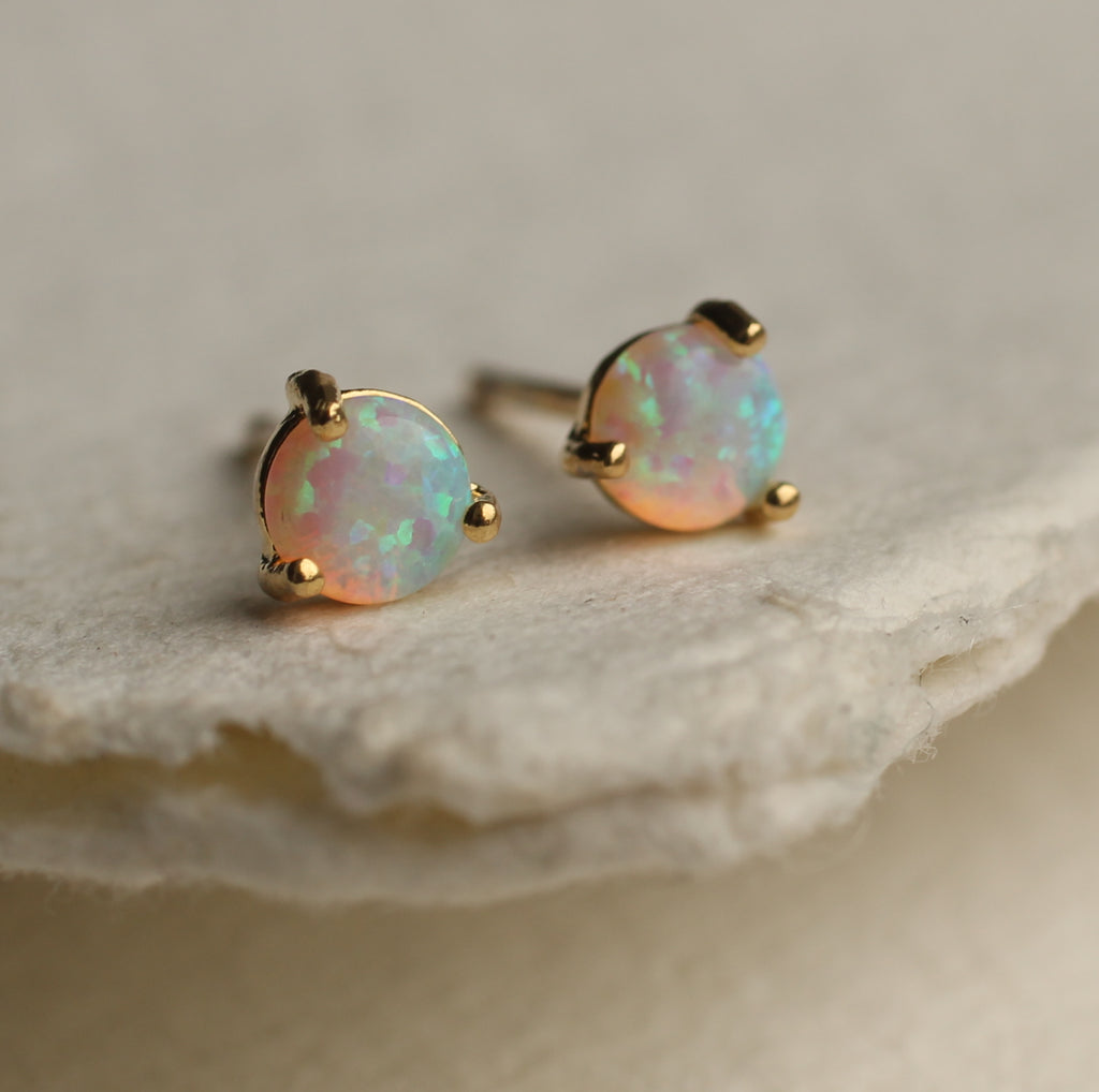 Tiny Opal Stud Earrings - 