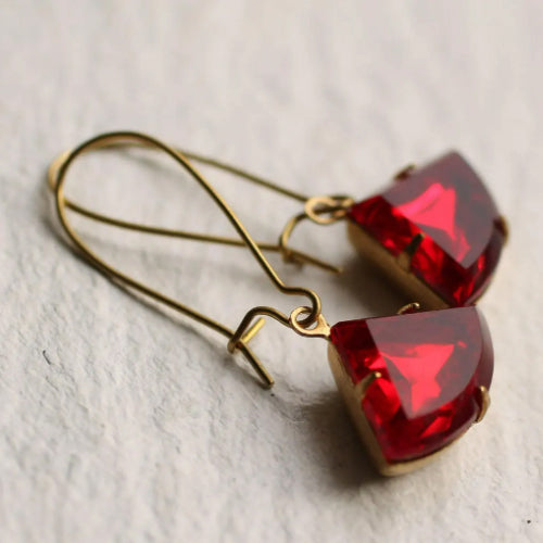 Ruby Red Deco Earrings - Earrings