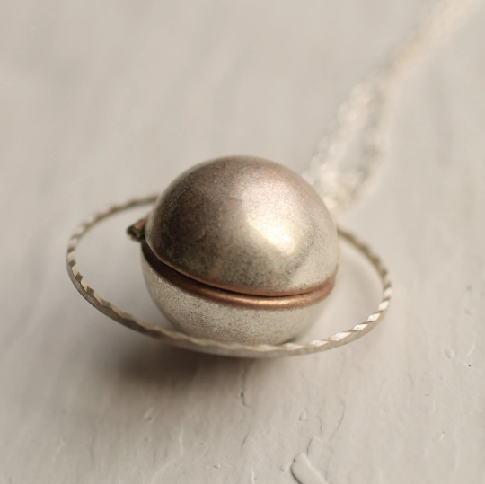 Silver Planet Locket Necklace - Necklaces